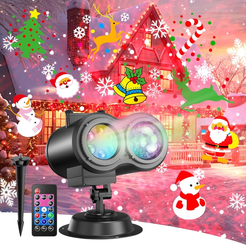 Fussion 4-Large Pattern Halloween Christmas Projector Lights Outdoor, 29 Effects Holiday Projector Light Outdoor 2 in 1 with Remote, Christmas Decorations Lighting for Outside Home Party House Decor - Image 1